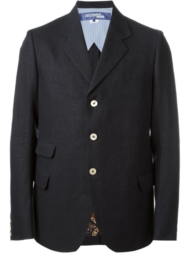 Junya Watanabe Comme Des Garçons Man Three Button Blazer, Men's, Size: Large, Blue, Linen/flax/cotton/cupro
