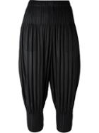 Pleats Please By Issey Miyake Cropped Pleated Trousers, Women's, Size: 2, Black, Polyester