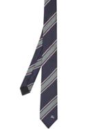 Burberry Slim Cut Striped Silk Jacquard Tie - Blue