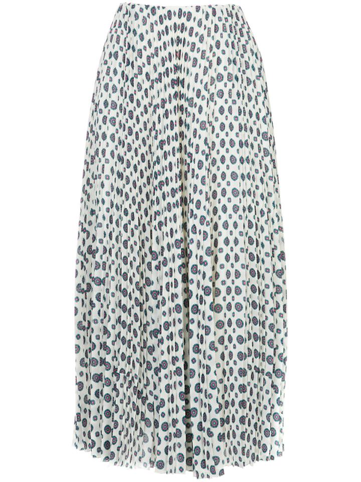 Astraet Print Pleated Midi Skirt - White
