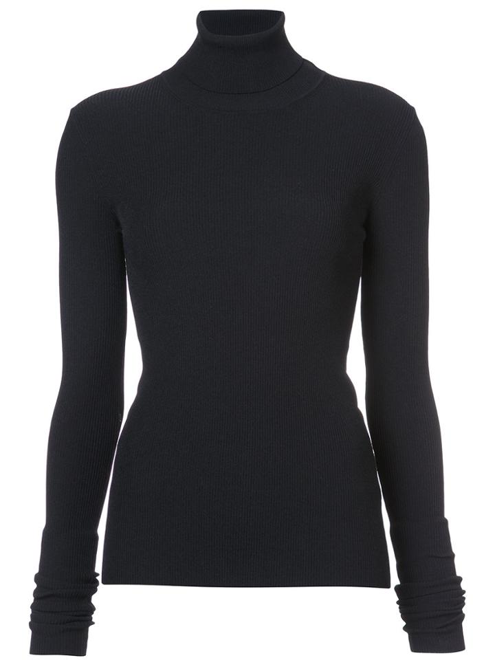 Jil Sander Ribbed Roll Neck Top - Black