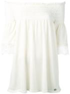 Twin-set - Off-the-shoulder Top - Women - Cotton/polyamide/spandex/elastane/viscose - S, Nude/neutrals, Cotton/polyamide/spandex/elastane/viscose