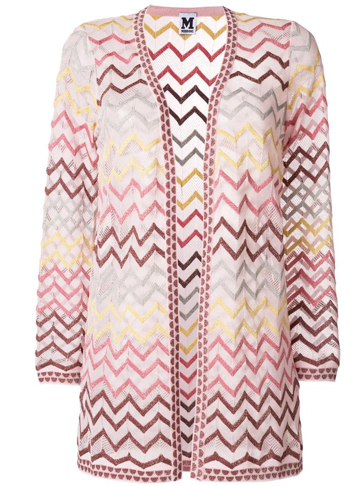 M Missoni Chevron Print Cardigan - Pink & Purple