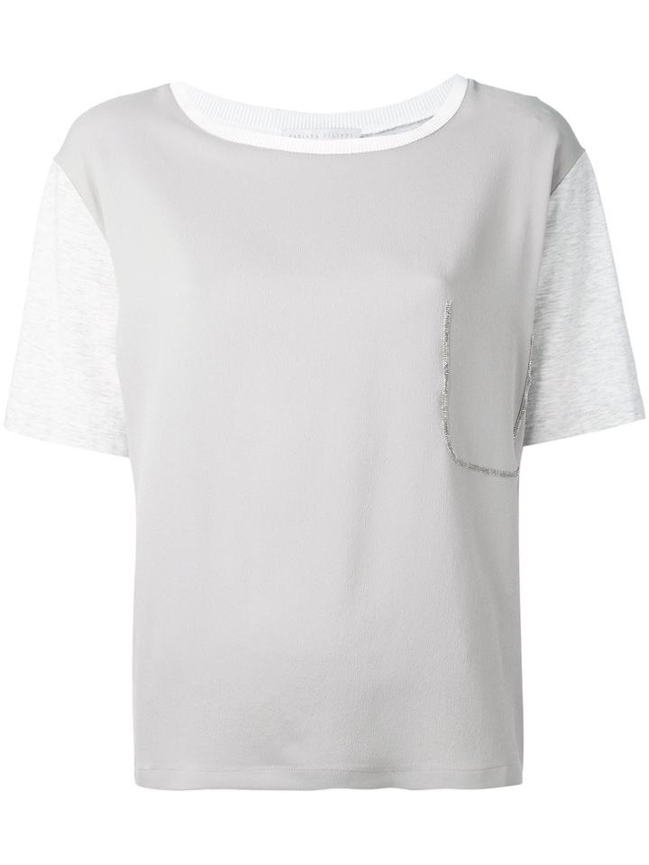 Fabiana Filippi - Pocket Stitch T-shirt - Women - Silk/cotton/acetate - 48, Grey, Silk/cotton/acetate