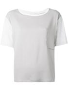 Fabiana Filippi - Pocket Stitch T-shirt - Women - Silk/cotton/acetate - 48, Grey, Silk/cotton/acetate