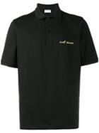 Saint Laurent Embroidered Oversized Polo Shirt, Men's, Size: Medium, Black, Cotton