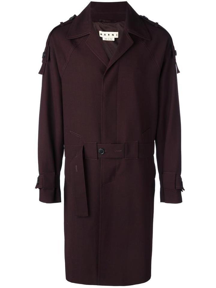 Marni Single Breasted Trenchcoat, Men's, Size: 48, Pink/purple, Cotton/polyamide