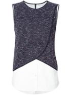 Derek Lam 10 Crosby - Drape Front Sleeveless Top - Women - Cotton/polyester - 12, Blue, Cotton/polyester
