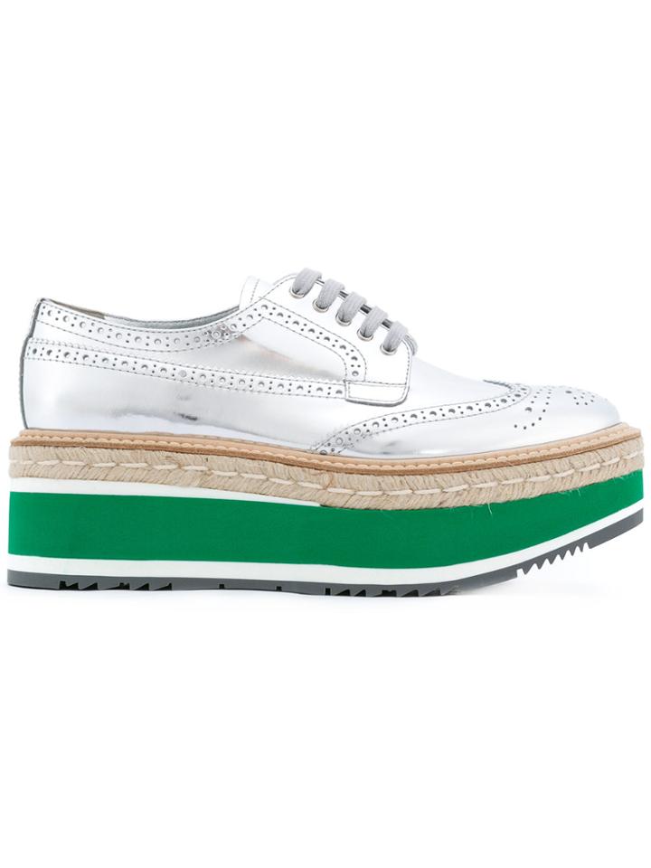 Prada Metallic Platform Brogues