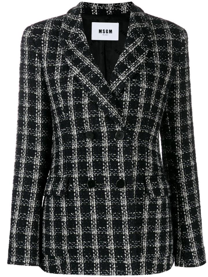 Msgm Tweed Blazer - Black