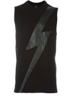 Neil Barrett Lightning Bolt Appliqué Tank, Men's, Size: Xs, Black, Lyocell/cotton/viscose/polyurethane