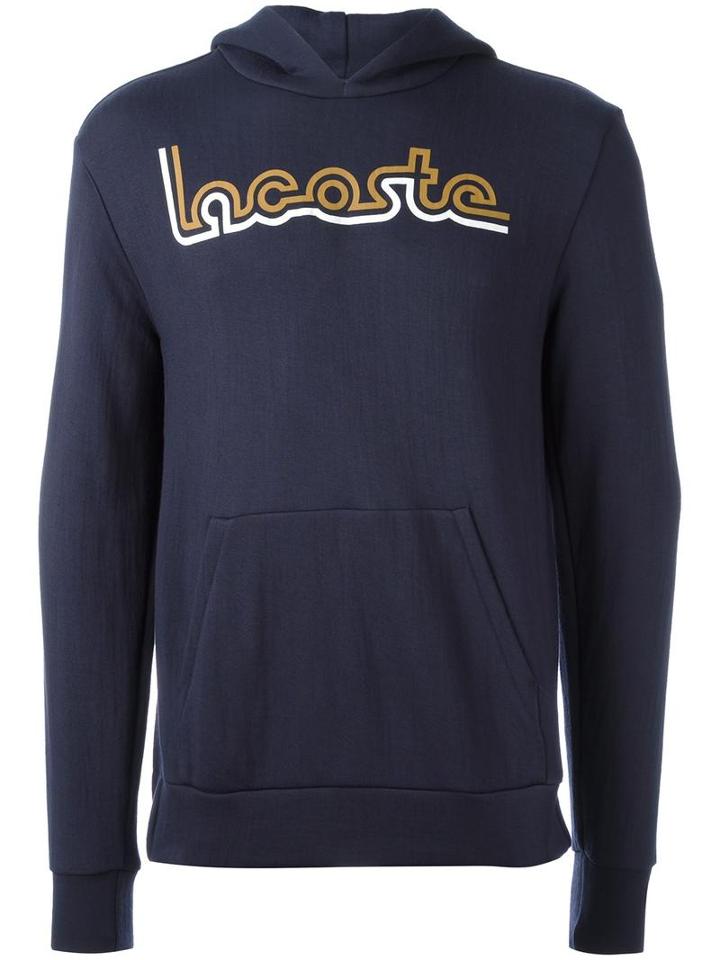 Lacoste Logo Print Hoodie, Men's, Size: 3, Blue, Polyamide/viscose