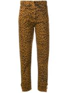 Saint Laurent Leopard Print Jeans - Brown