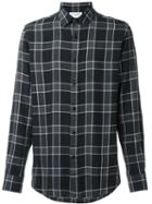 Saint Laurent Checked Shirt, Men's, Size: 41, Black, Viscose/tencel