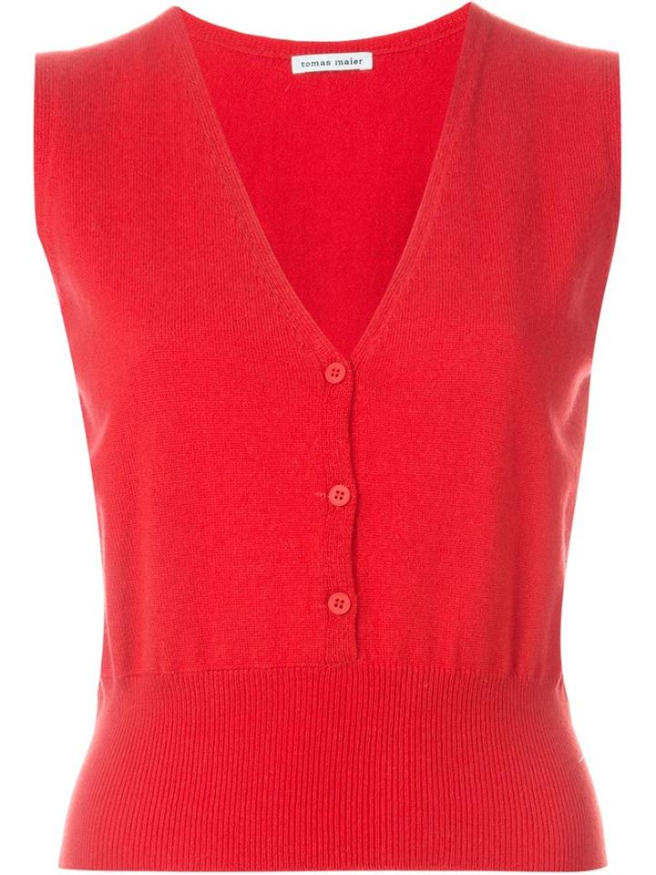 Tomas Maier Knit Gilet, Women's, Size: 2, Red, Cashmere