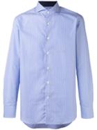 Canali Fine Striped Shirt, Men's, Size: 39, Blue, Cotton