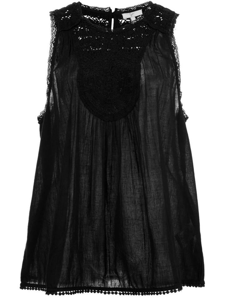 Joie Embroidered Sleeveless Top, Women's, Size: Small, Black, Cotton