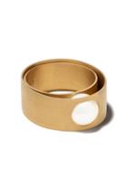 Lia Di Gregorio Move Pearl Embellished Ring - Yellow Gold