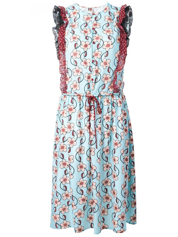 I'm Isola Marras Floral Print Drawstring Dress, Women's, Size: 40, Blue, Polyester/polyamide