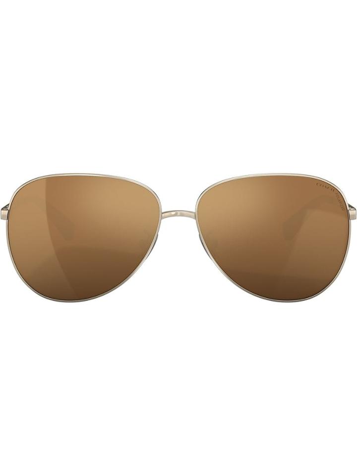 Coach Embellished Aviator Sunglasses - Gold