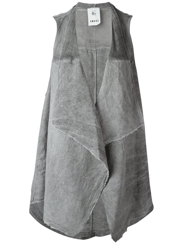 Lost & Found Rooms - Sleeveless Cardigan - Women - Cotton/linen/flax - M, Women's, Grey, Cotton/linen/flax