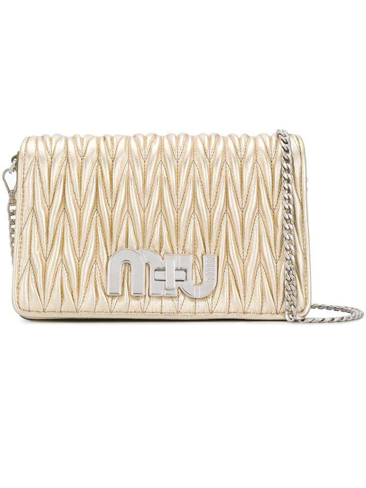 Miu Miu Quilted Logo Cross-body Bag - Nude & Neutrals