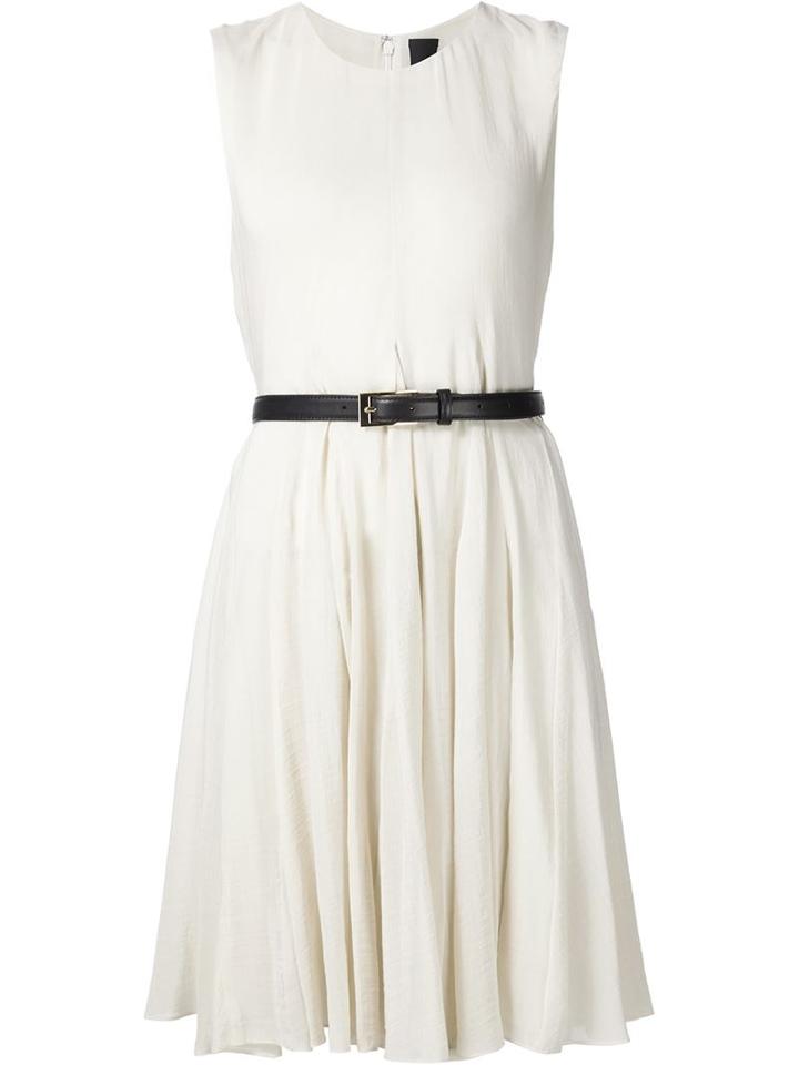 Vera Wang Sleeveless Belted Dress, Women's, Size: 8, White, Silk/cotton