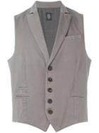 Eleventy Buttoned Waistcoat, Men's, Size: Large, Grey, Cotton/spandex/elastane