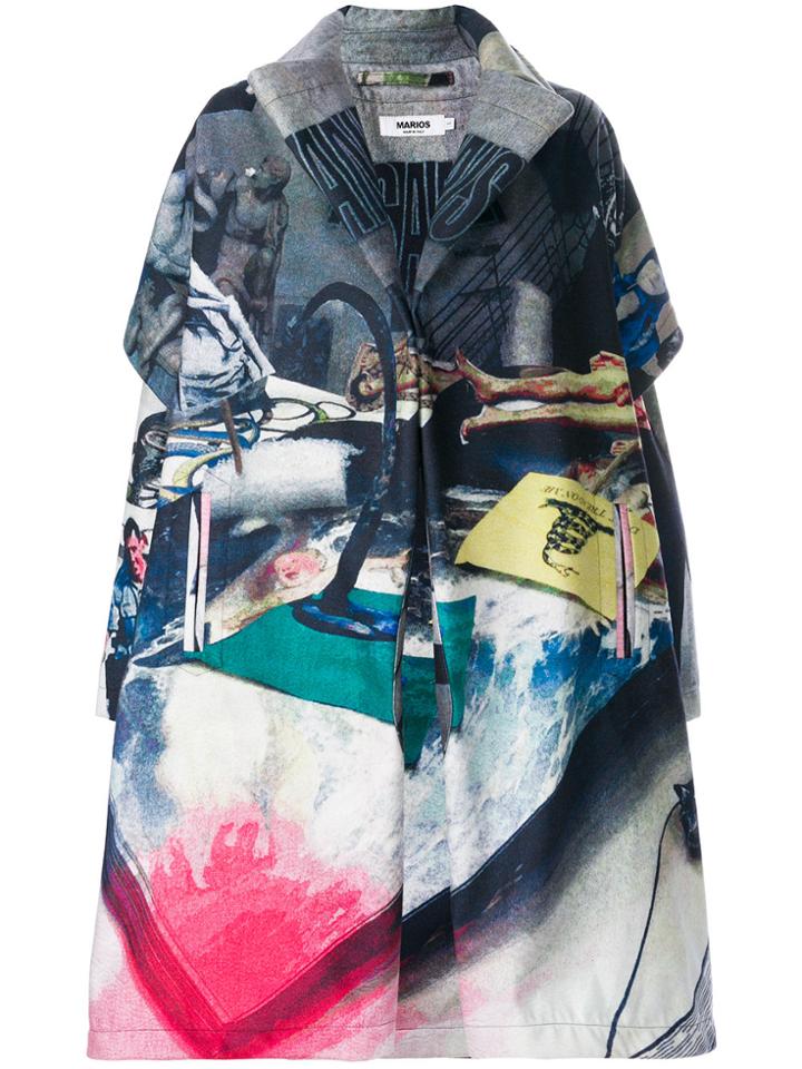 Marios Printed Oversized Coat - Multicolour