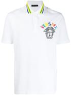 Versace Embroidered Medusa Polo Shirt - White