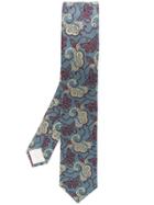 Prada Paisley Embroidered Tie - Blue