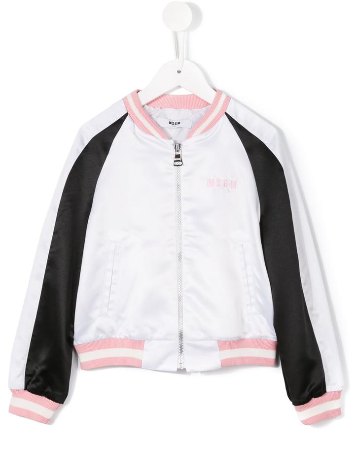 Msgm Kids Logo Print Jacket, Girl's, Size: 6 Yrs, White