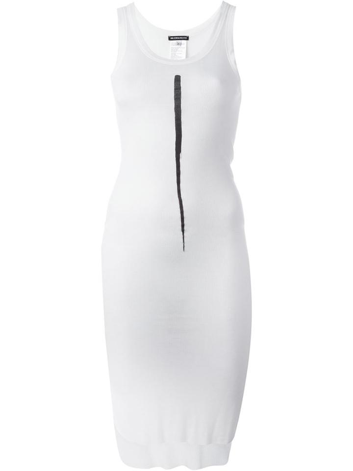Ann Demeulemeester Long Front Print Tank Top, Women's, Size: 32, White, Rayon/cashmere