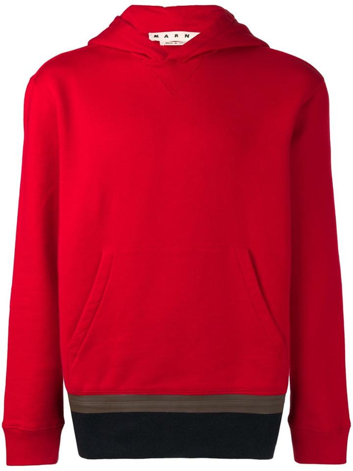 Marni Patched Hem Hoodie - Red