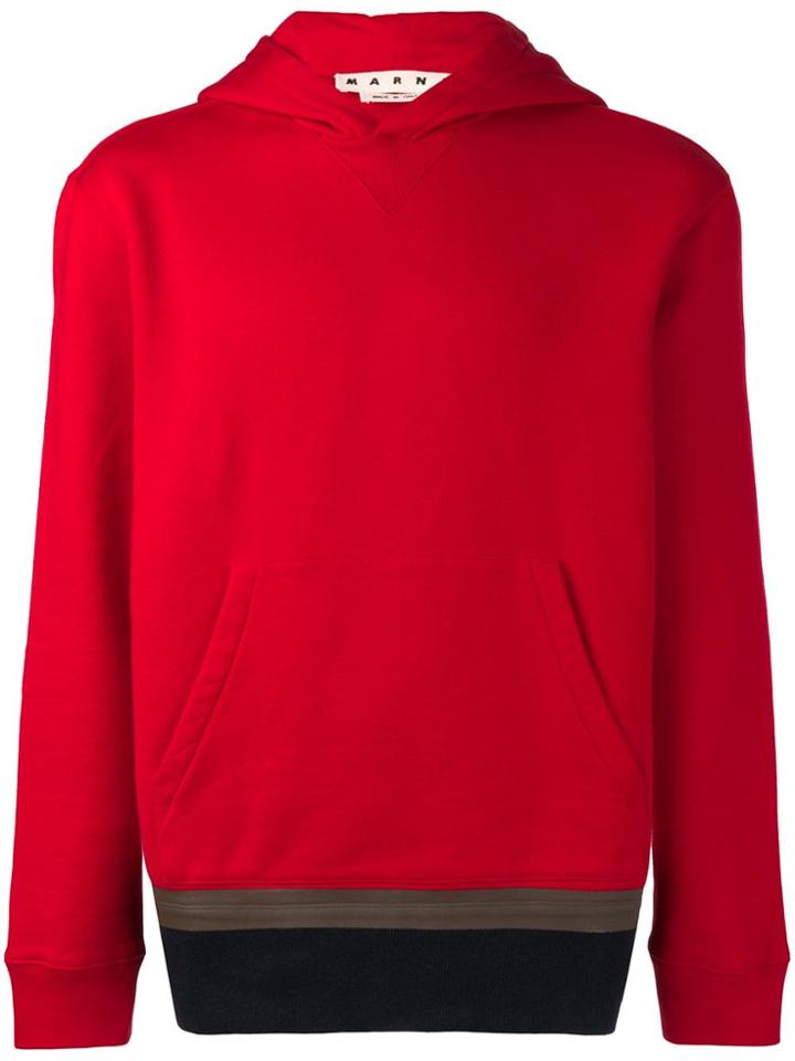 Marni Patched Hem Hoodie - Red