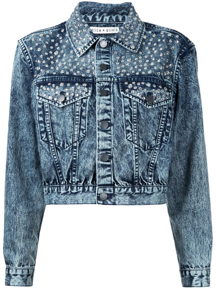 Alice+olivia Studded Denim Jacket - Blue