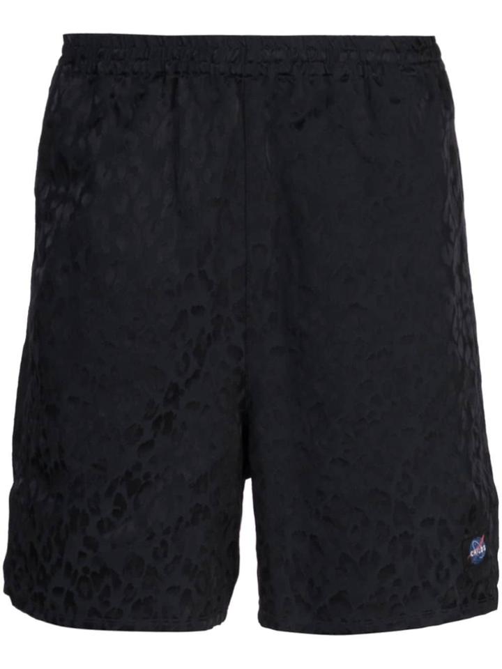 Childs Leopard Textured Elasticated Shorts - Black
