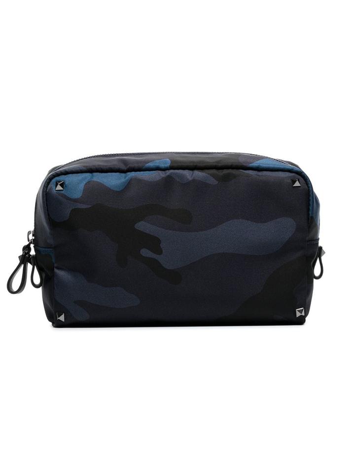 Valentino Camouflage Stud Wash Bag - Black