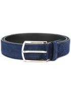Canali Braided Detail Belt, Men's, Size: 95, Blue, Leather