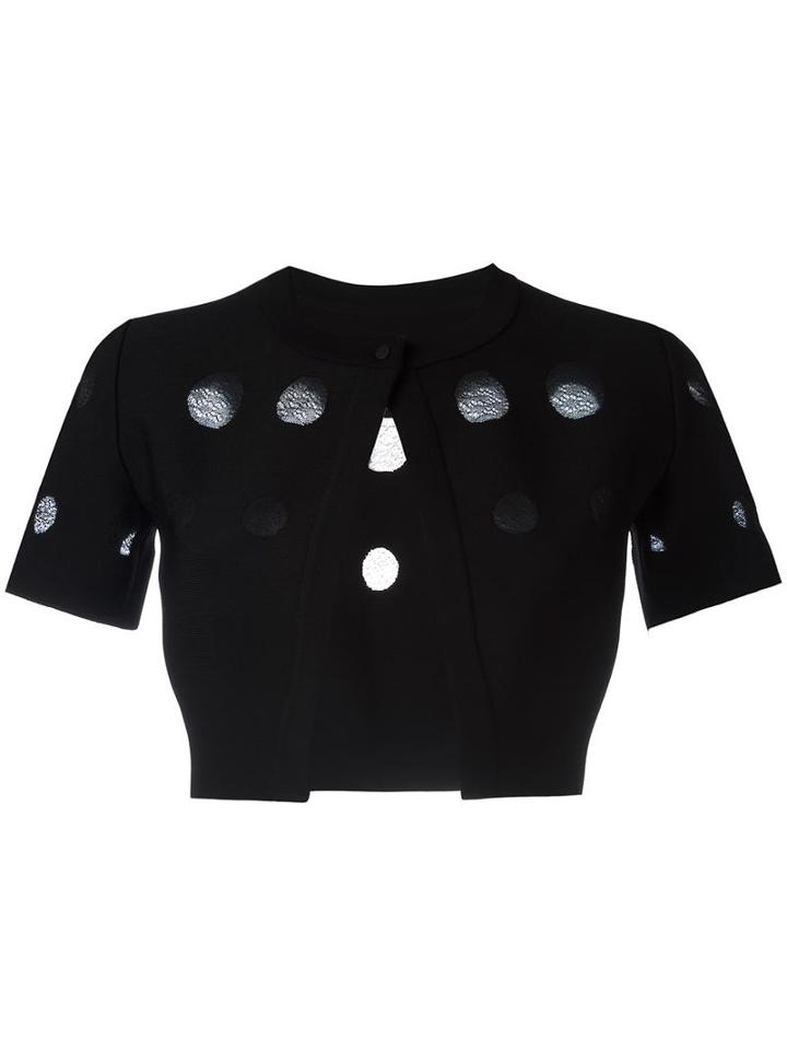 Alaïa Sheer Panel Cropped Cardigan, Women's, Size: 40, Black, Viscose/polyester/cotton/nylon