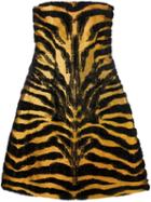 Alberta Ferretti Tiger Pattern Strapless Dress