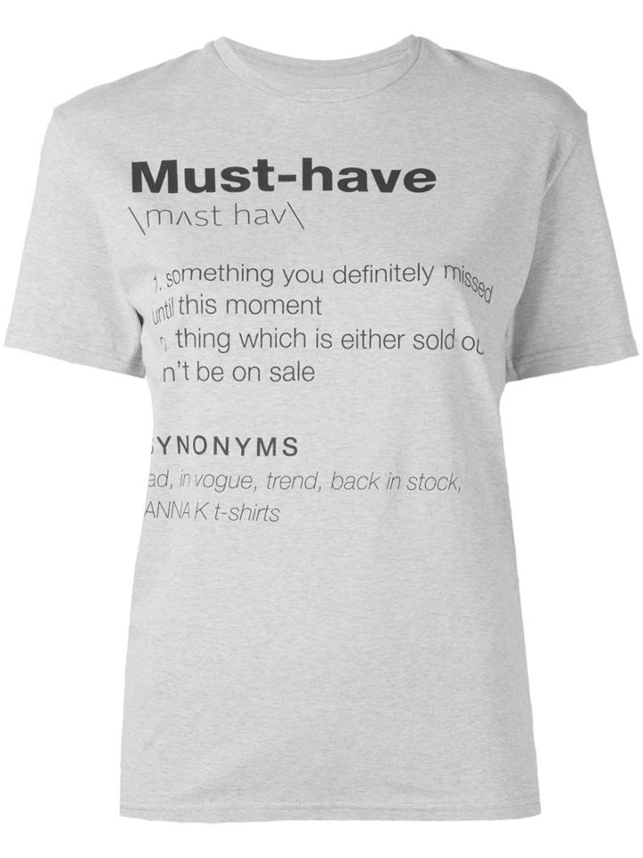 Anna K - Slogan Printed T-shirt - Women - Cotton/spandex/elastane - Xs, Grey, Cotton/spandex/elastane