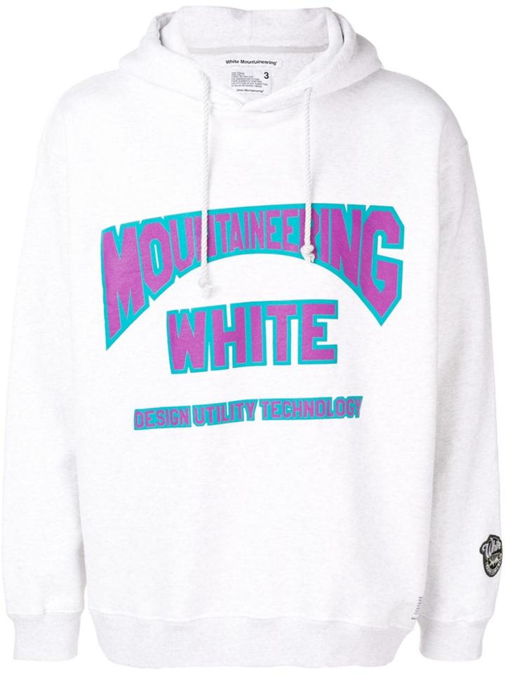 White Mountaineering Logo Print Drawstring Hoodie - Grey