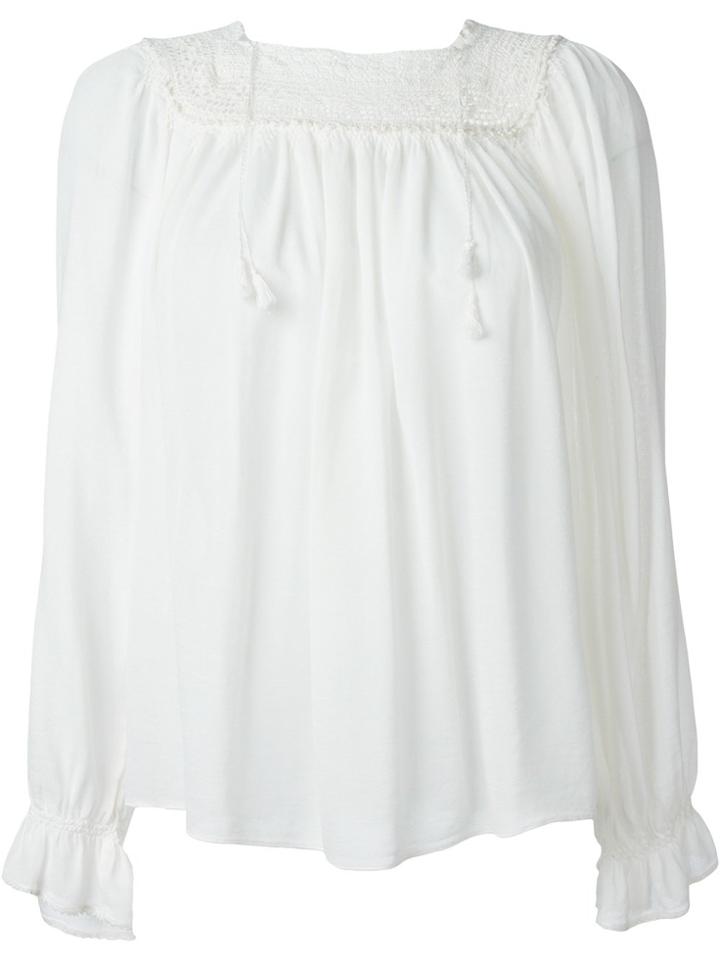 Saint Laurent Embroidered Detail Blouse - White