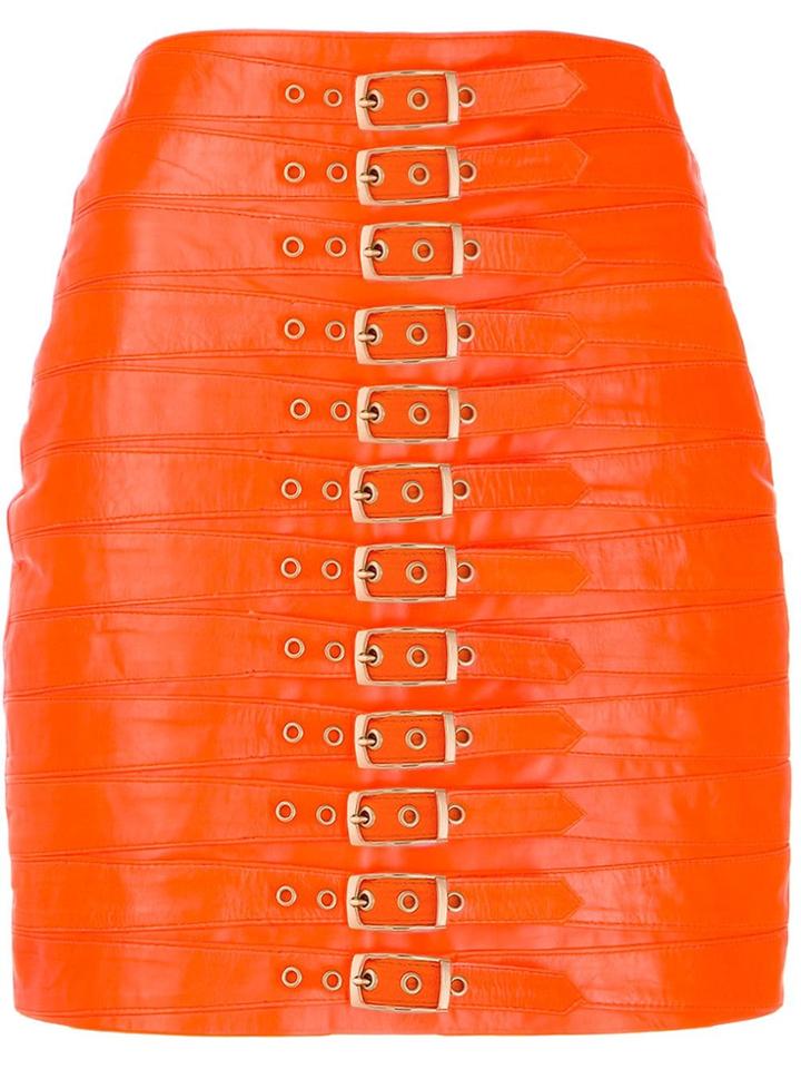 Manokhi Leather Mini Skirt - Red