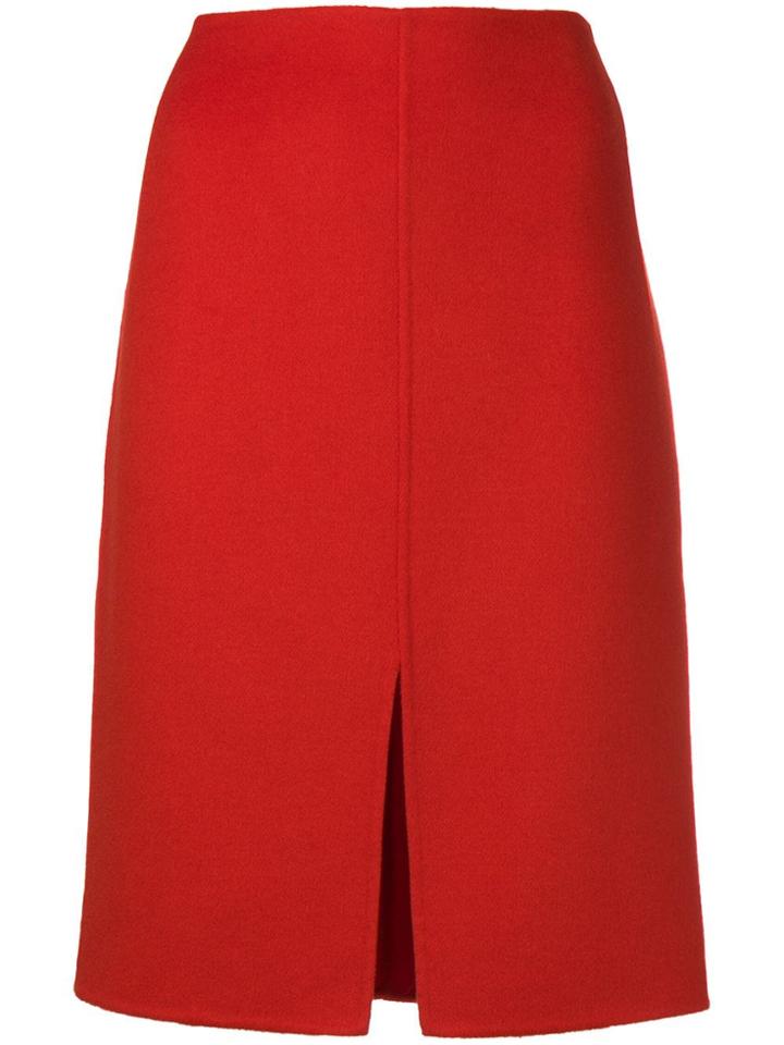 Odeeh Slit Front Midi Skirt - Red