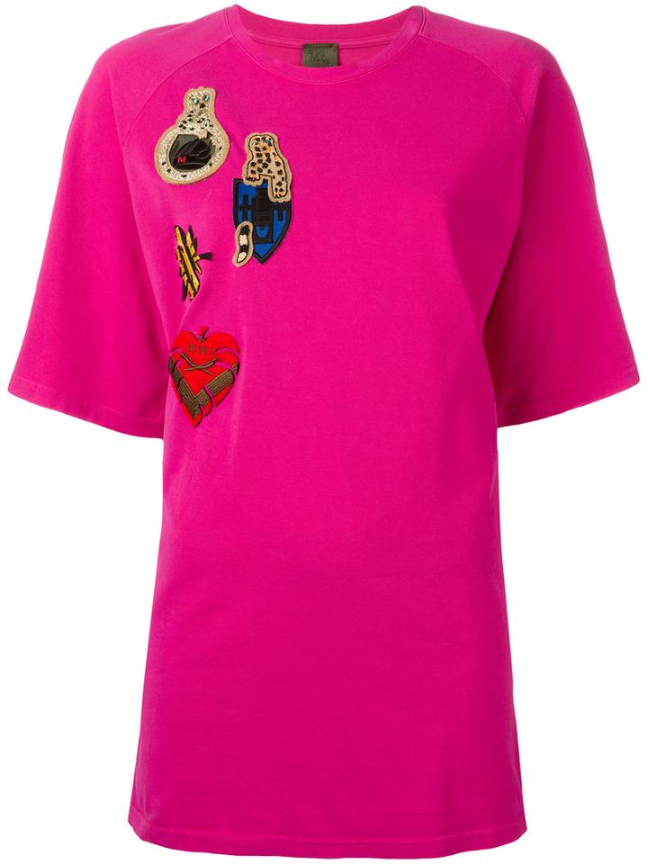 Mr & Mrs Italy Multi Patch T-shirt, Women's, Size: 38, Pink/purple, Cotton
