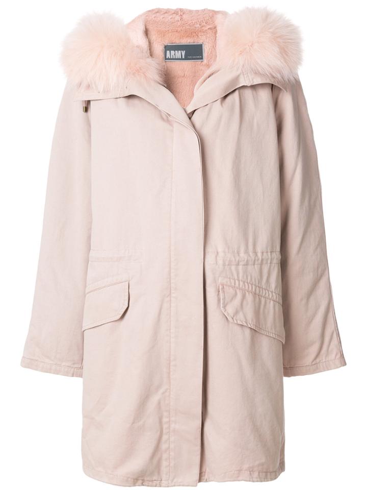 Army Yves Salomon Fur Lined Parka - Pink & Purple