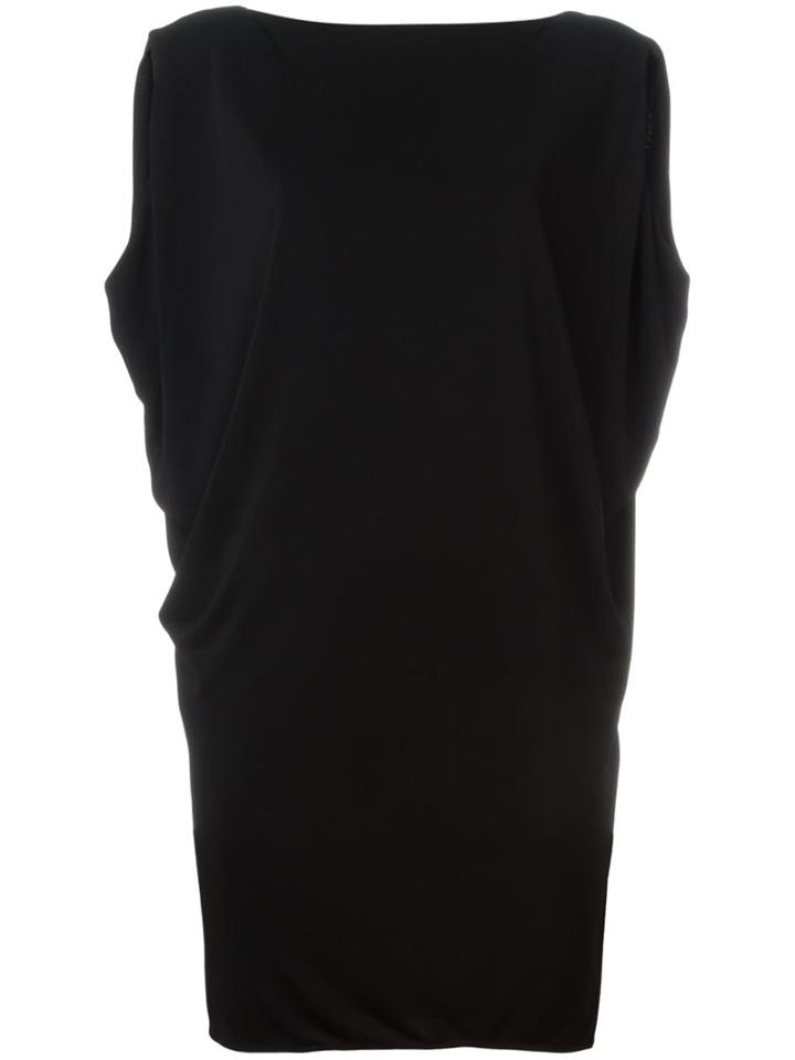 Saint Laurent Boxy Draped Mini Dress, Women's, Size: 38, Black, Polyamide/acetate/viscose