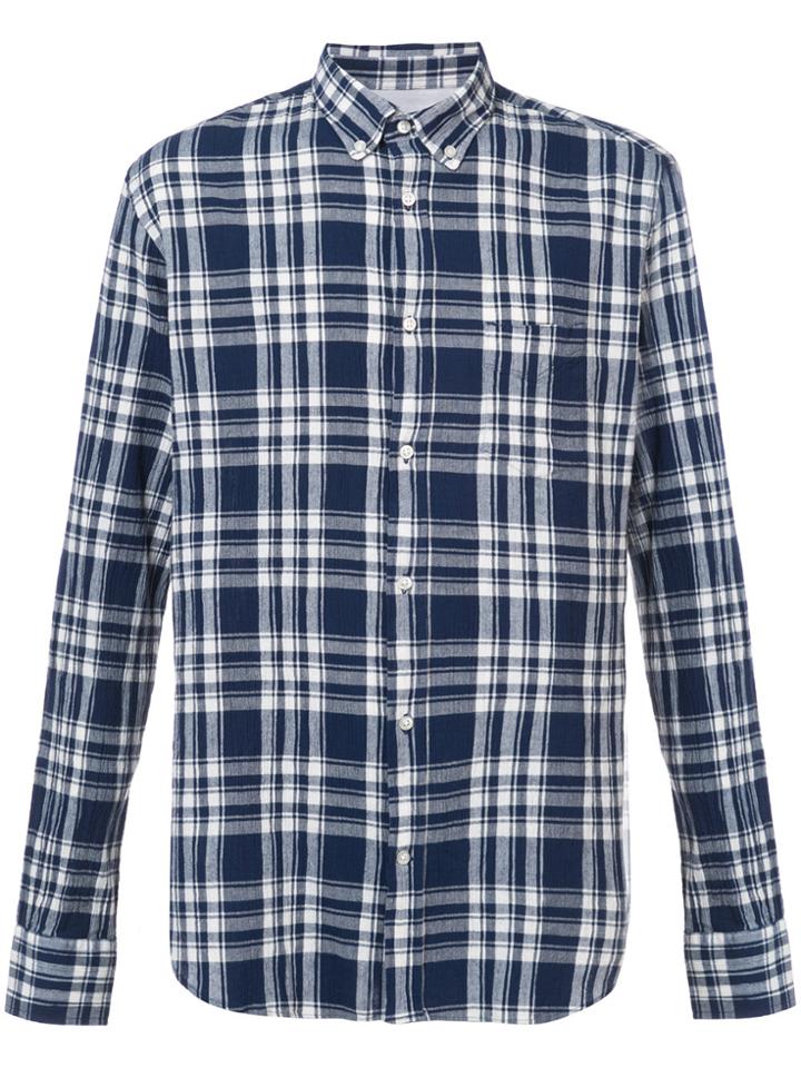 Officine Generale Plaid Buttondown Shirt - Blue